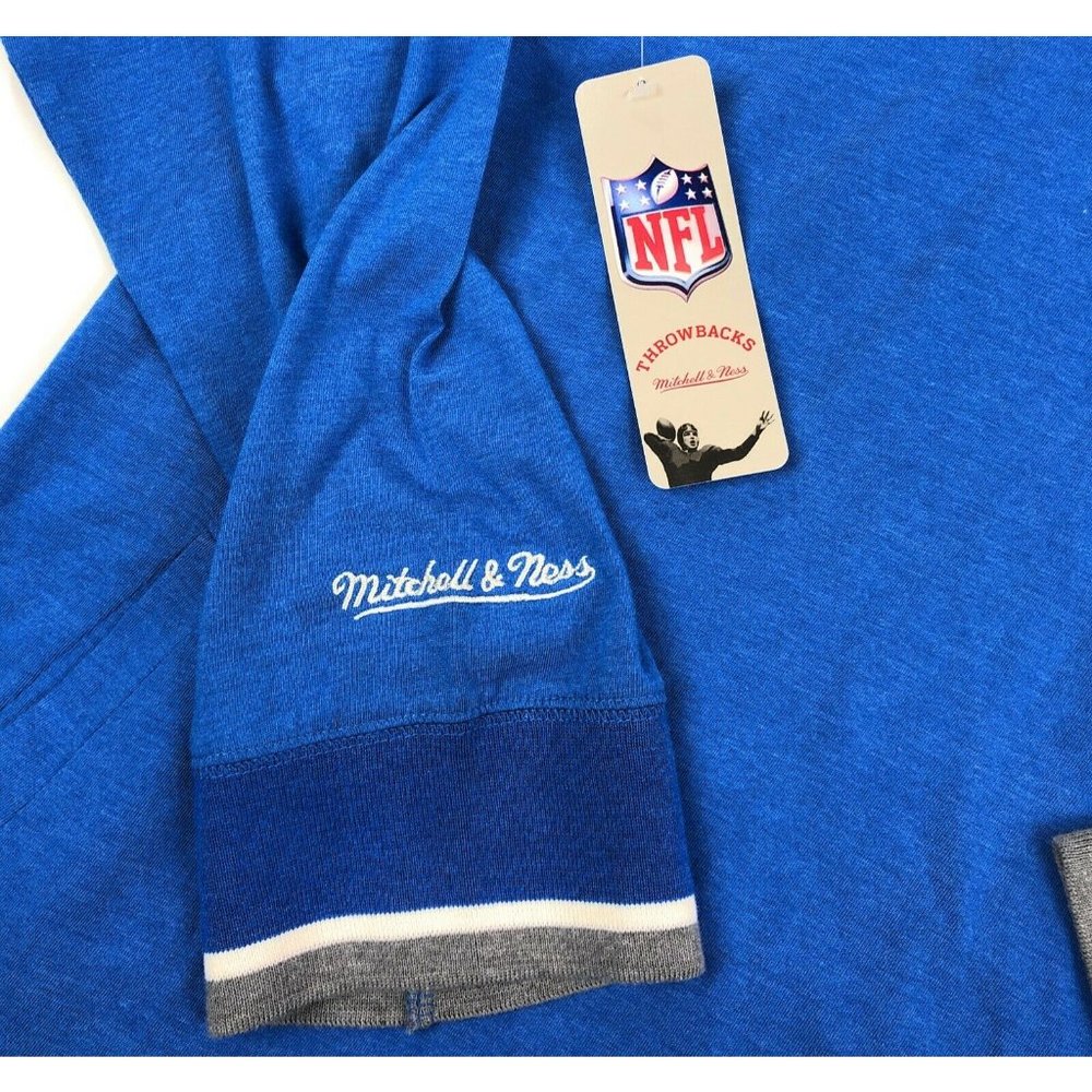 Detroit Lions Mitchell & Ness Mens 3XL NFL Throwback Long Sleeve Hooded Shirt - Picture 4 of 10